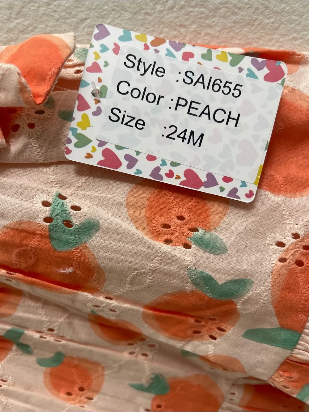 NWT Samara 🍑Peach-Print Sleeveless Girls' Summer Dress ~ Size 24M